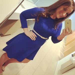 Thick material blue high low dress
